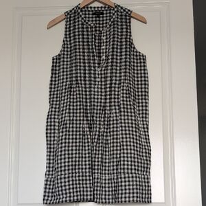 Quince Linen Sleeveless Dress On Black/White Gingham